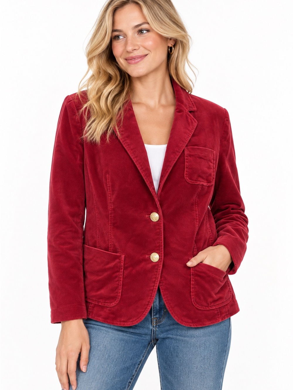 Talbots Red Velvet Blazer Jacket